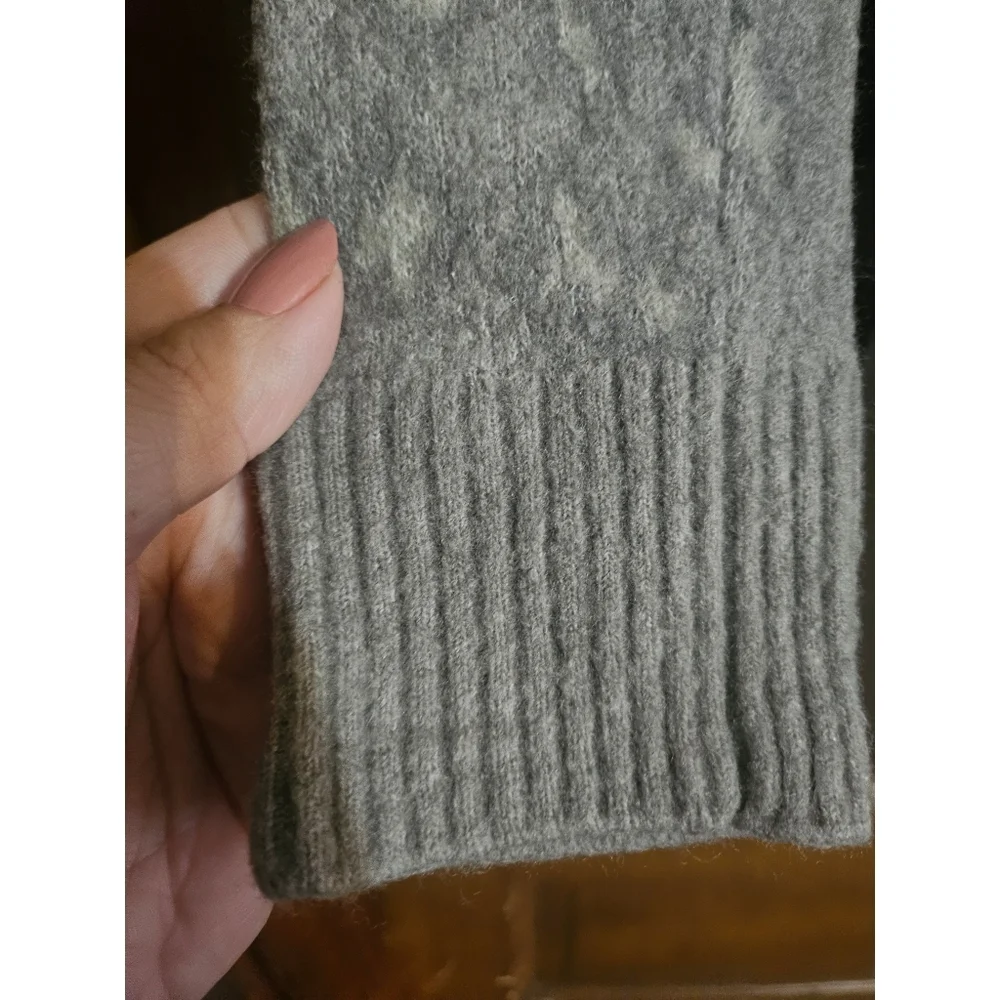Athleta Hawthorn Textured Merino Wool Blend Crewneck Animal Print Sweater
